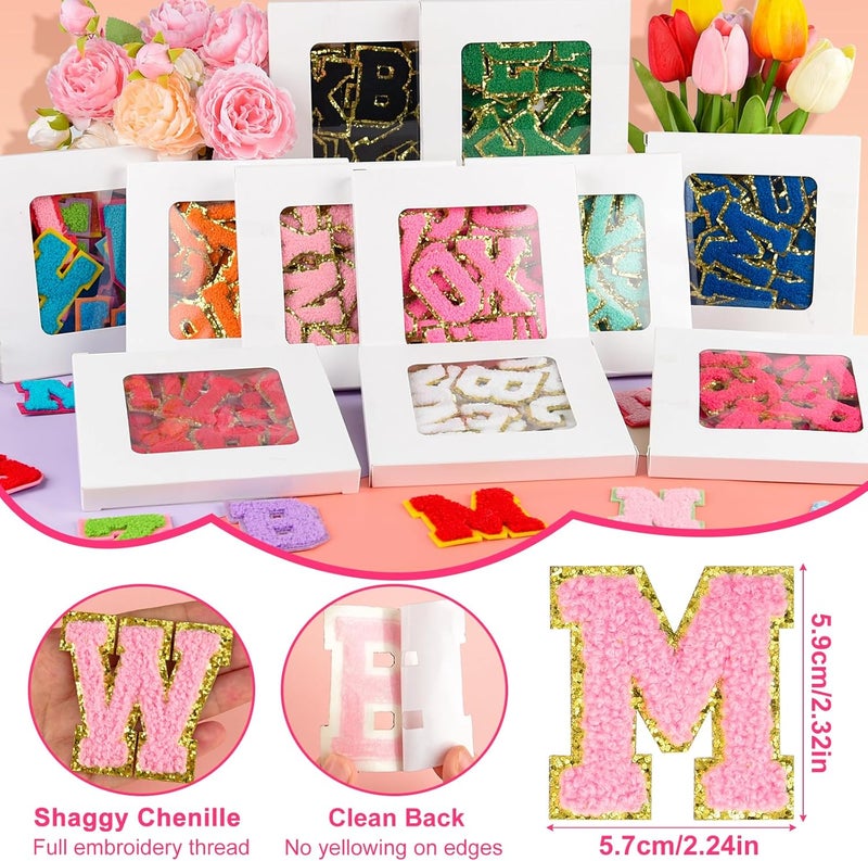 ASTARON 26 Pcs Self Adhesive Letter Patches Chenille Letters Stickers, A-Z Embroidered Applique Patches Alphabet Cloth Patch for Clothes, Bags, Hat, Phone Case, DIY Accessories (Light Pink) - Image 2